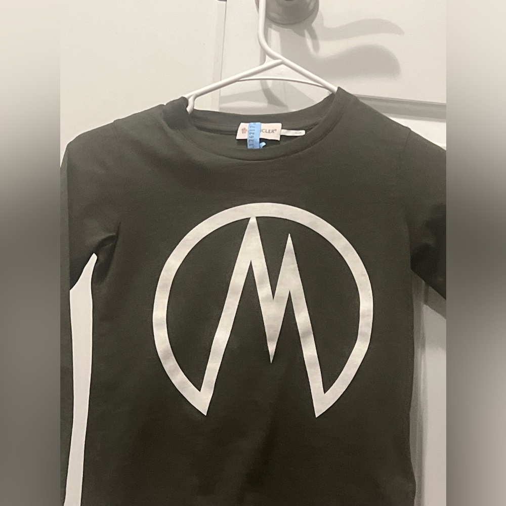 Moncler Black Long Sleeve Tee with White Logo